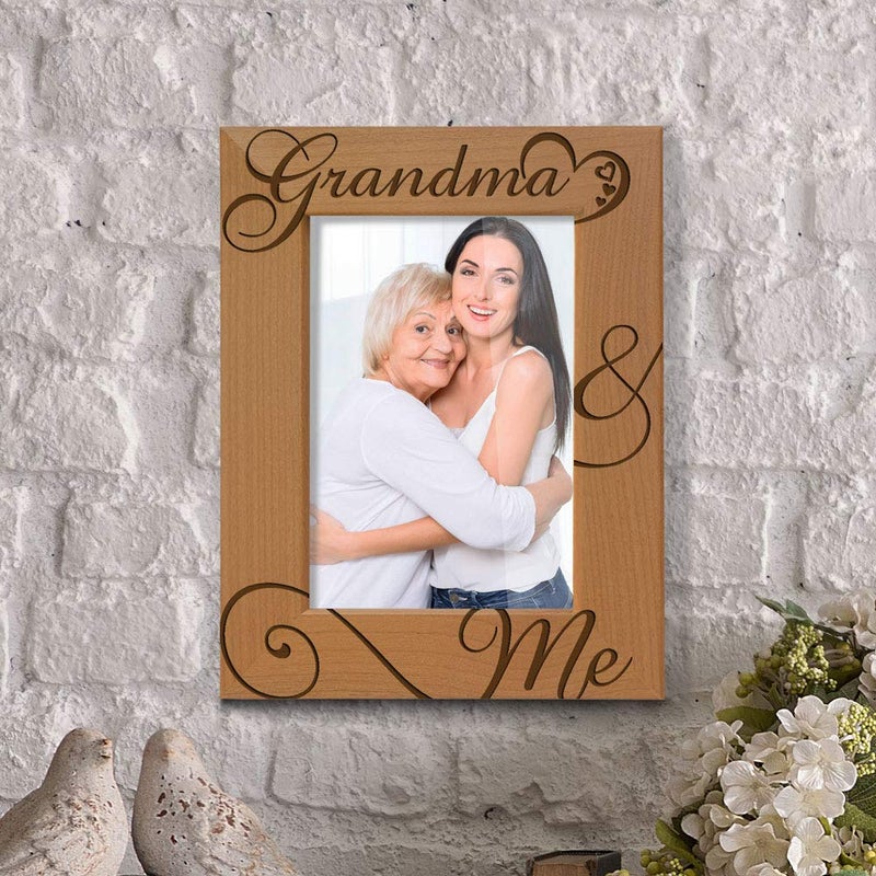 KATE POSH Grandma and Me Engraved Natural Wood Picture Frame, I Love You Grandma, Grandparent's Day, Best Grandma Ever, Grandmother Gifts, Grandma & Me, Mother's Day (5x7-Vertical) - Image 4